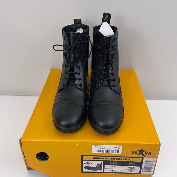 Saxon Syntovia Lace Equestrian Paddock Boots Black Womens 9 - Picture 6 of 9
